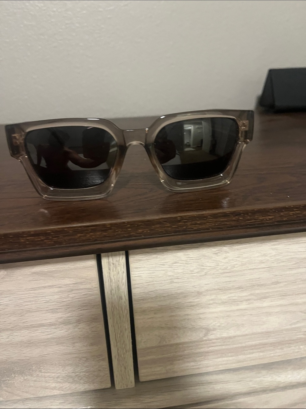 H&M Translucent Brown Square Sunglasses with Dark Lenses